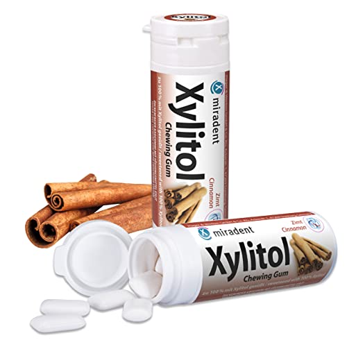 6x Miradent Xylitol Chewing Gum Zahnpflegekaugummis 30 Stück Dose zimt (6x 30g) von miradent