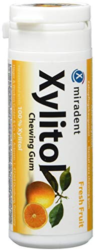 Miradent Xylitol Kaugummi Frische Früchte 30 Stück, 4er Pack (4 x 30 g) von miradent