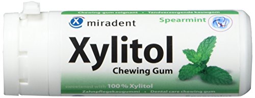 Miradent Xylitol Kaugummi Grüne Minze 30 Stück, 4er Pack (4 x 30 g) von miradent