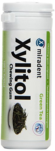 Miradent Xylitol Kaugummi Grüner Tee 30 Stück, 4er Pack (4 x 30 g) von miradent