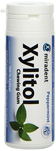 Miradent Xylitol Kaugummi Pfefferminze 30 Stück, 4er Pack (4 x 30 g) von miradent