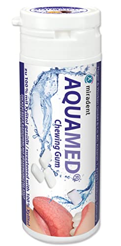 miradent AQUAMED® Kaugummi gegen Mundtrockenheit 30 g | mit Xylit gesüßt | fruchtig erfrischender Passionsfrucht-Geschmack | kariespräventiv von miradent