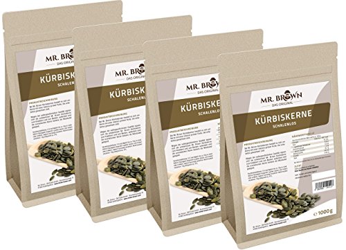 4 kg Kürbiskerne ShineSkin, natur, schalenlos, zum Backen, Kochen und Garnieren von MR. BROWN