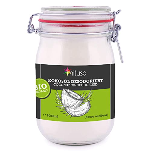 mituso Bio Kokosöl, Geschmacksneutral (desodoriert), 1er Pack (1 x 1000 ml) von mituso