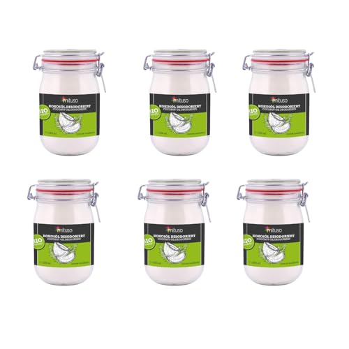 mituso Bio Kokosöl desodoriert 6 Liter | Geschmacksneutral - Ideal zum Braten, Backen, Frittieren | vegan, ohne Zusätze - Vielseitig für Haut & Haar | im Drahtbügelglas mituso Bio Kokosöl desodoriert 6 Liter | Geschmacksneutral - Ideal zum Braten, Backen, Frittieren | vegan, ohne Zusätze - Vielseitig für Haut & Haar | im Drahtbügelglas von mituso
