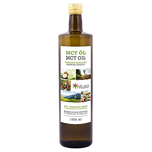 mituso MCT Öl auf Kokosölbasis - 2x 500 ml | 70% Caprylsäure (C8) & 30% Caprinsäure (C10) Fettsäuren | 100% reines MCT Oil geschmacksneutral - Zuckerfrei, GVO-frei von mituso