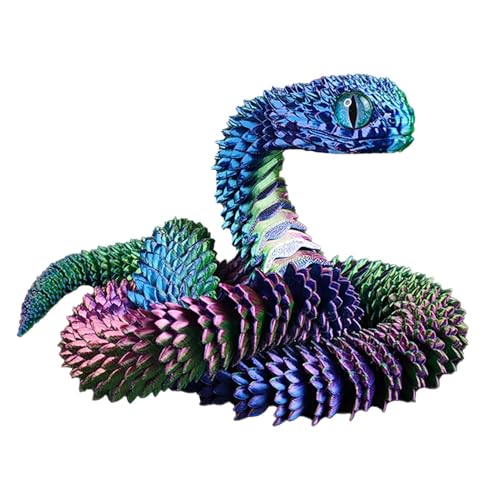 Snake Statue, Creative Snake Decor, Desktop Printed Snake, Multi-Jointed Snake Model, Hairless Snake Ornament, Snake Desk Decoration for Desk Decoration (Green, Blue) von mivceklw