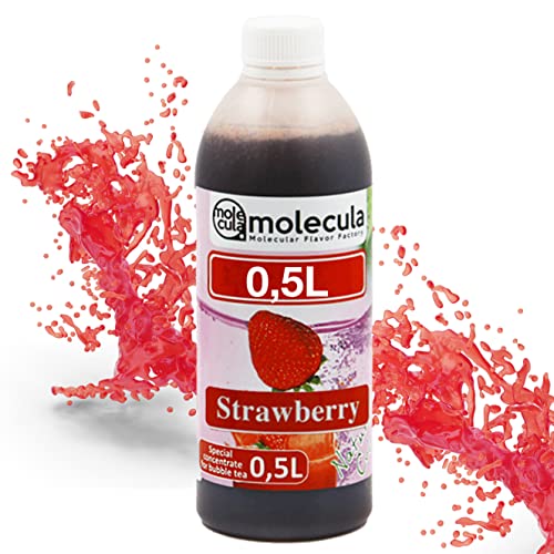 Sirup für Bubble Tea 0,5 l Erdbeere - Strawsberry | Getränke sirup Konzentrat 500 ml | 100% vegan, glutenfrei, ohne künstliche Farbstoffe | Fruchtsirup für Bubbletea|Getränkesirup | für Desserts | von molecula molecula Molekularna Fabryka Samku