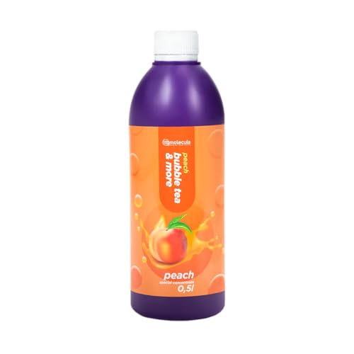 Sirup für Bubble Tea 0,5 l Pfirsich | Getränke sirup Konzentrat 500 ml | 100 % vegan, glutenfrei, ohne künstliche Farbstoffe | Fruchtsirup für Bubbletea|Getränkesirup | für Desserts | von molecula molecula Molekularna Fabryka Samku