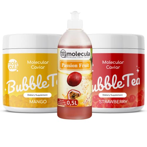 Bubble Tea Perlen Popping Boba | Bubble Tea Set - Erdbeere und Mango, Maracujasirup, Tassen und Strohhalme von molecula molecula Molekularna Fabryka Samku