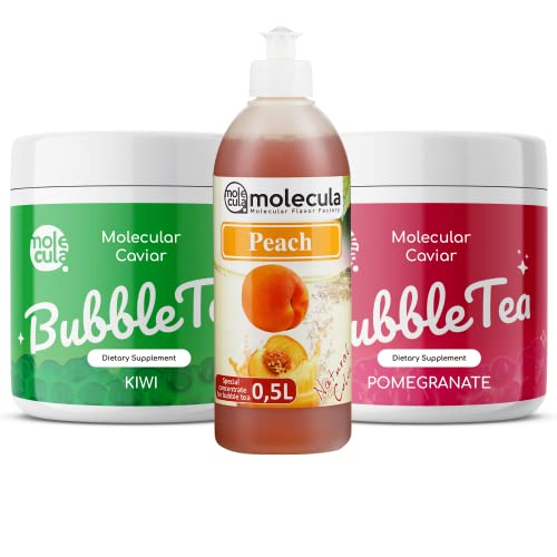 Bubble Tea Set - Kiwi und Granatapfel, Pfirsichsirup, Tassen und Strohhalme von molecula molecula Molekularna Fabryka Samku