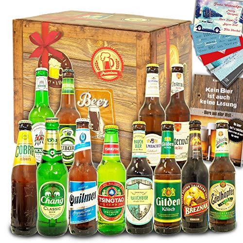 12 Biersorten aus aller Welt und Deutschland / 12 Flaschen/Geburtstag Mann von monatsgeschenke.de
