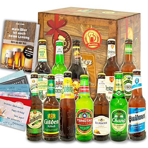 12er Bier Geschenkset/Bier aus der Welt und Deutschland/Geburtstags Paket von monatsgeschenke.de