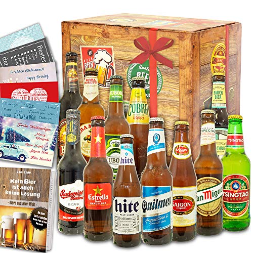 12x Bier aus aller Welt / 12er Bier Geschenkset/Geburtstagsgeschenk für Ihn von monatsgeschenke.de