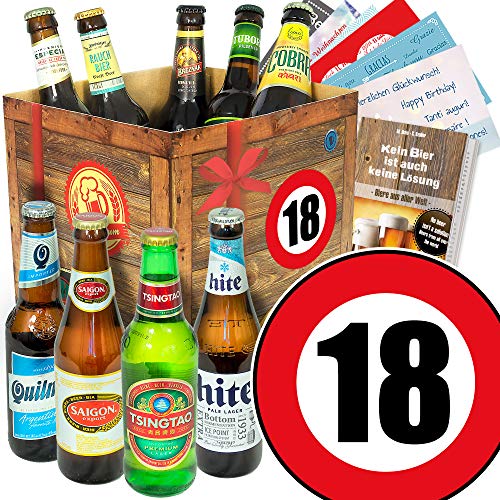 18. Geburtstag - Bier Geschenkidee - Biere aus der Welt - 18 Geburtstaggeschenk von monatsgeschenke.de
