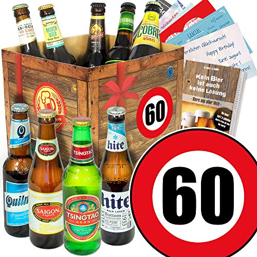 60. Geburtstag - Bier Box mit 9 Bieren aus aller Welt - Männergeschenke 60 von monatsgeschenke.de