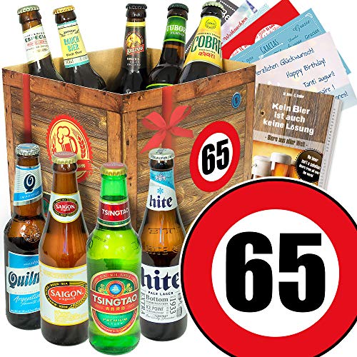 65. Geburtstag - Bier Box mit 9 Bieren aus aller Welt - Männergeschenke 65 von monatsgeschenke.de