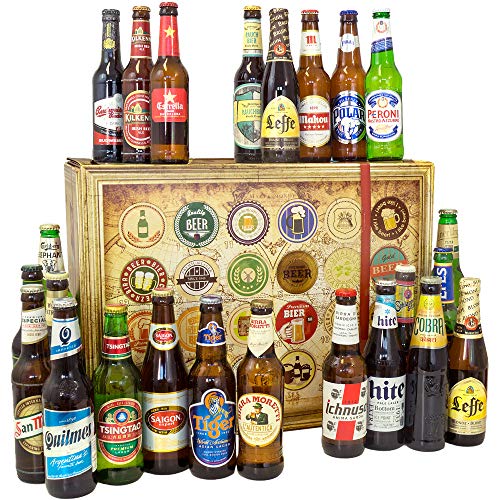 BIERE DER WELT Geschenk Box + 24 Flaschen Bier/Geburtstagsgeschenk für Ihn von monatsgeschenke.de