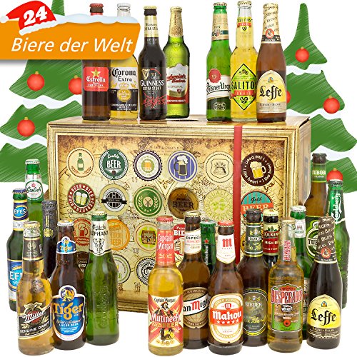 BIERE DER WELT Geschenk Box für Männer mit 24 Flaschen Bier + Geschenkkarten + mehr. Bier Geschenke für Männer als Bier Set im kompletten Biergeschenke aus aller Welt Set. Bier der Welt mit 24 Flaschen Bier von monatsgeschenke.de