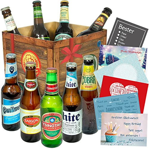 BIERE DER Welt Geschenk Box Männer + inkl Bierbuch + inkl Geschenkkarten + Bier Geschenke + Geburtstags Geschenke von monatsgeschenke.de