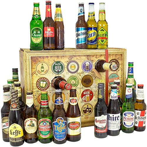 Bier Adventskalender Welt + Ein tolles Geschenk für Männer + Adventskalender 2019 + mit 24 Biersorten in FLASCHEN + Bierkalender Adventskalender Alkohol + Weihnachtskalender mit Bier von monatsgeschenke.de