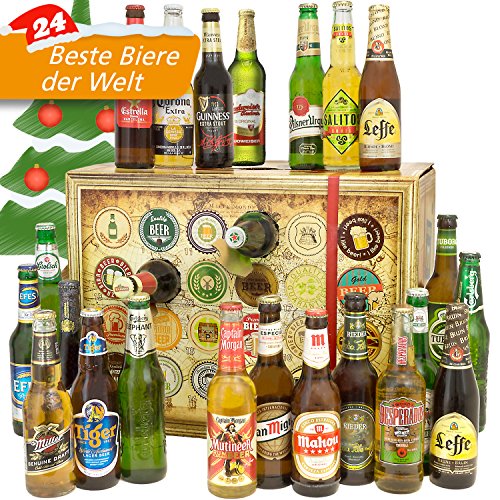 Bier Adventskalender Welt + Ein tolles Geschenk für Männer + Adventskalender 2019 + mit 24 Biersorten in FLASCHEN + Bierkalender Adventskalender Alkohol + Weihnachtskalender mit Bier von monatsgeschenke.de