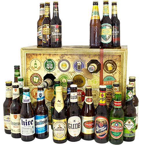 Bier Adventskalender Welt und Deutschland mit San Miguel + Saigon + Rothaus + mehr/Biersorten aus aller WELT & DEUTSCHLAND/Bieradventskalender 2024 2025 - mit 24 Biersorten in FLASCHEN von monatsgeschenke.de