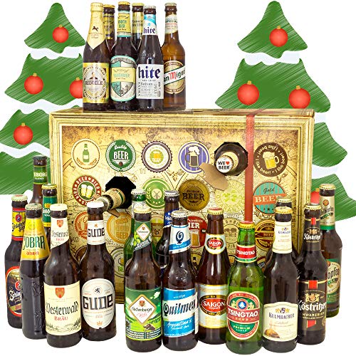 Bier Adventskalender Welt und Deutschland - mit Tiger + Saigon + Kulmbacher + mehr - Biersorten aus aller WELT & DEUTSCHLAND - Bieradventskalender 2019 - Weihnachtsgeschenke Bier Männer von monatsgeschenke.de