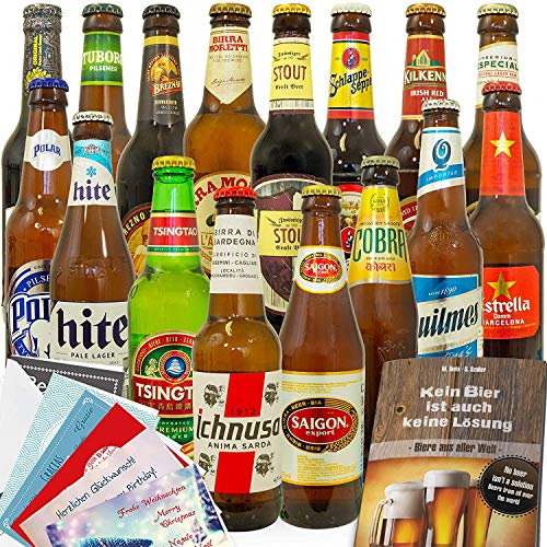 Biere der Welt / 16 Bierflaschen/Geschenkset Freund Geburtstag von monatsgeschenke.de