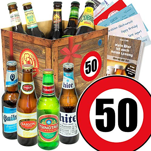 Geburtstagsgeschenk 50 Mann - Bierset - Bierbox aus aller Welt von monatsgeschenke.de