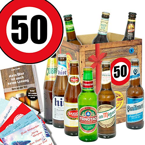 Geburtstagsgeschenk 50 - Bierbox + 9 Biere der Welt - Geburtstag Bier Geschenke von monatsgeschenke.de