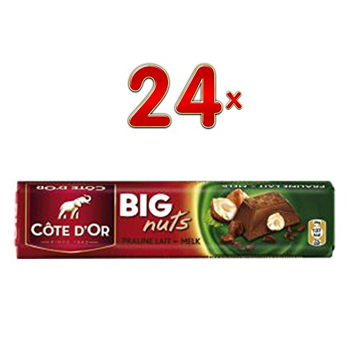 Côte d'Or Big Nuts, 24 x 75g Riegel (Belgische Schokoladenriegel mit ganzen Nüssen) von Mondelez