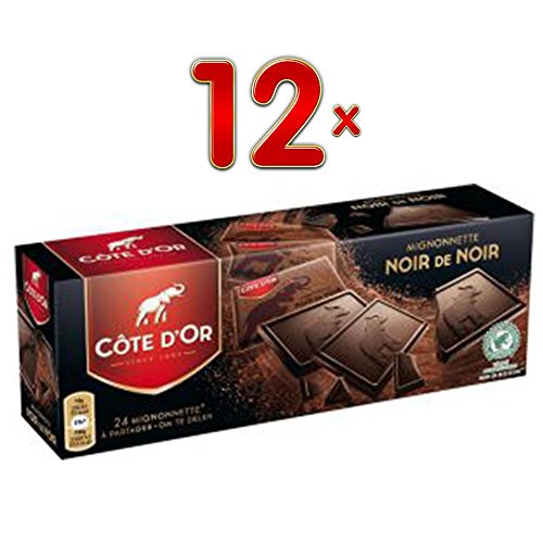Côte d'Or Mignonnettes Zwart van Zwart, 12 x 240g Packung (24 Belgische Zartbitterschokoladen Mini Tafeln) von Mondelez