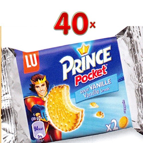 LU Prince Pocket goût Vanille 40 x 28,5 g Packung je zwei pro Packung (Prinzen-Keks mit Vanillecreme-Füllung) von Mondelez