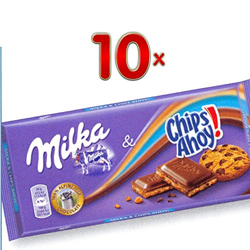 Milka Chips Ahoy 10 x 100g Packung (Schokolade mit knackiger Chips Ahoy!-Füllung) von Mondelez