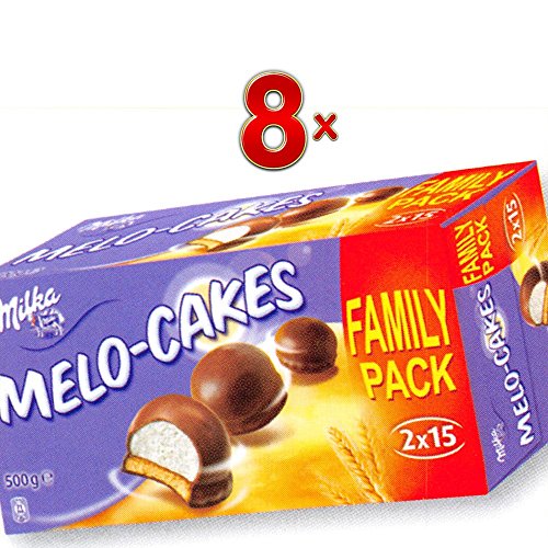 Milka Melo-Cakes Family Pack 8 x 500g Packung mit 30 Packungen/Stück (Schaumzucker auf Keks mit Schokoladenüberzug) von Mondelez