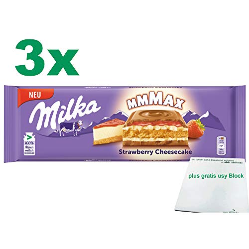 Milka Mmmax Strawberry Cheesecake Grosstafel 3er Pack (3x300g) plus usy Block von Mondelez