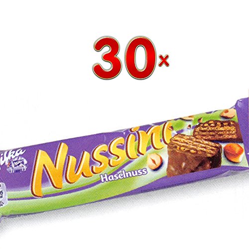 Milka Nussini Haselnuss 30 x 37g Packung (Schokoladenriegel mit Haselnussstückchen) von Mondelez
