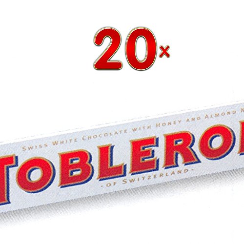 Toblerone Blanc 20 x 100g Packung (helle Dreiecks-Schokolade) von Mondelez