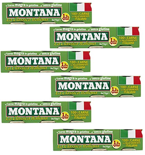 6x Montana carne classica Rindfleisch in Aspik dose 3x70g 100% Italienisch Fleisch 6x Montana carne classica Rindfleisch in Aspik dose 3x70g 100% Italienisch Fleisch von FOXCUP