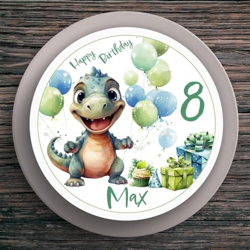 Tortenaufleger Geburtstag Dino #5 Name & Zahl (20cm) von muckki.de