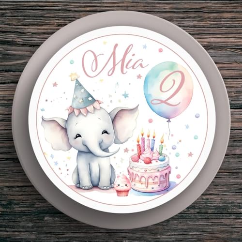 Tortenaufleger Geburtstag Elefant #1 Name & Zahl (20cm) von muckki.de