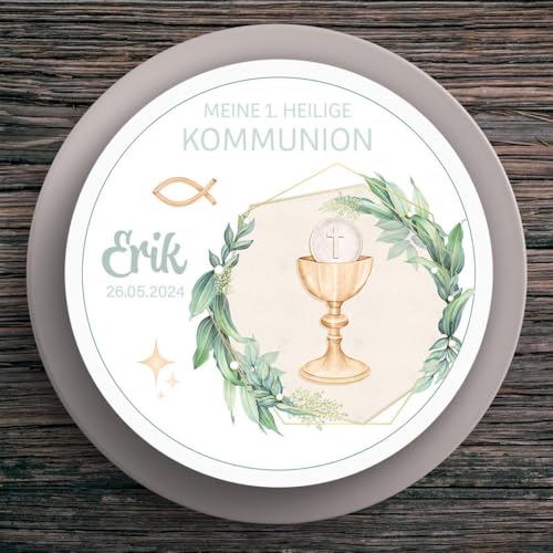 Tortenaufleger Kommunion Kelch #1 Name & Datum (20cm) von muckki.de