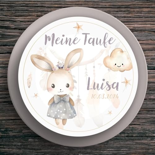 Tortenaufleger Taufe Hase #1 Name & Datum (20cm) von muckki.de