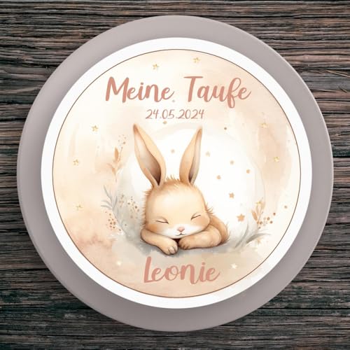 Tortenaufleger Taufe Hase #2 Name & Datum (20cm) von muckki.de