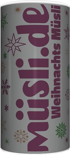 Weihnachts Dark Chili Müsli von müsli.de (BIO Müsli 1x580g). Ein tolles Geschenk in der Designerdose - unterschiedliche Weihnachtsdesigns können ausgewählt werden. von müslide