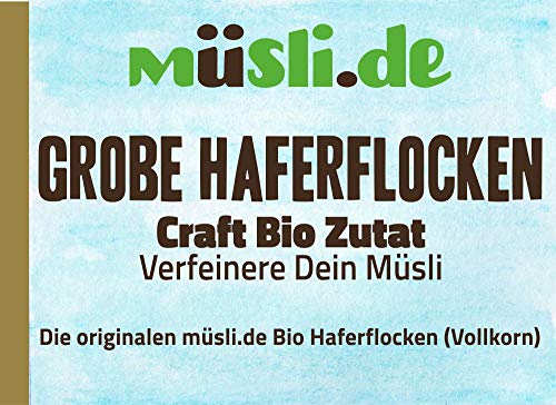 müsli.de BIO Grobe Haferflocken Starterpaket 2x580g, für eine vegane Ernährung geeignet. Knackiger Geschmack dank Vollkornflocken. von müslide