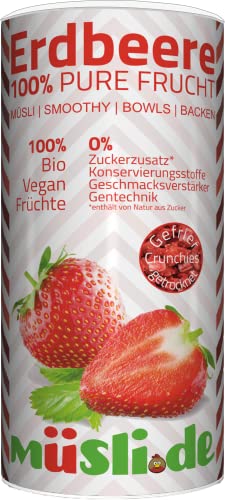 müsli.de Bio Gefriergetrocknete Erdbeeren in der 150g Dose. Packe die geballte Ladung an Vitaminen und Geschmack in dein Müsli, Porridge oder Smoothie. müsli.de Bio Gefriergetrocknete Erdbeeren in der 150g Dose. Packe die geballte Ladung an Vitaminen und Geschmack in dein Müsli, Porridge oder Smoothie. von müslide