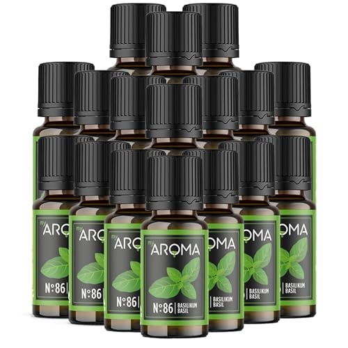 myAROMA flavour drops – Basilikum 17x10ml, flavour drops zuckerfrei, kalorienfrei & vegan, natürliches Lebensmittelaroma ohne künstliche Farbstoffe für Backen, Essen und Trinken, Nr. 86 von my AROMA