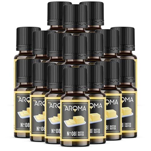 myAROMA flavour drops – Butter 17x10ml, flavour drops zuckerfrei, kalorienfrei & vegan, natürliches Lebensmittelaroma ohne künstliche Farbstoffe für Backen, Essen und Trinken, Nr. 08 von my AROMA